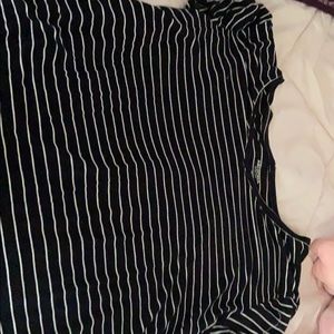 Black and white striped t